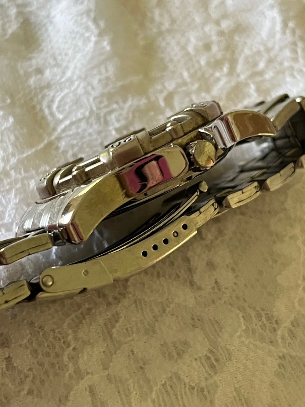 Bass Stainless Steel Watch with Black Dial and Silver Bracelet